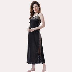 Elegant Lace Seductive Black Nightgown - My Vastra