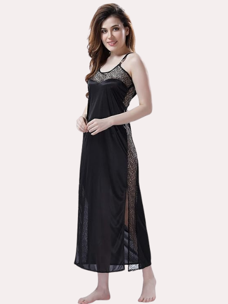 Elegant Lace Seductive Black Nightgown - My Vastra