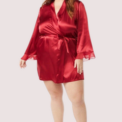 5XL-6XL Maroon Japanese Silk Satin Robe - My Vastra