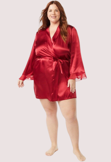 5XL-6XL Maroon Japanese Silk Satin Robe - My Vastra