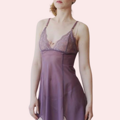 Sheer Mesh Nightgown Slip for Plus Size Women - My Vastra