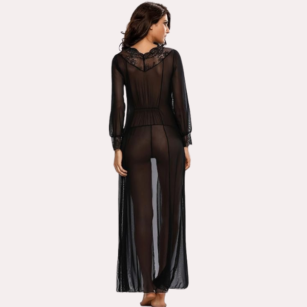 Romantic Sheer Elegance Black Nightgown - My Vastra
