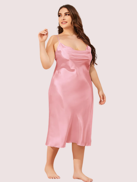 Solid Satin Slip Dress for 4XL 5XL Women