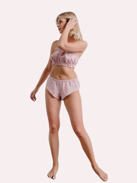 French Daina Organic Cotton Ruffled Bandeau & Vintage Knickers Set