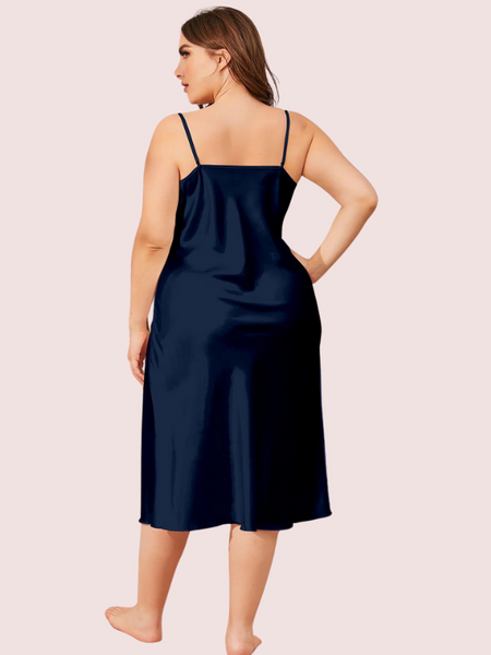 4XL 5XL Plus Size Satin Cowl Neck Dress