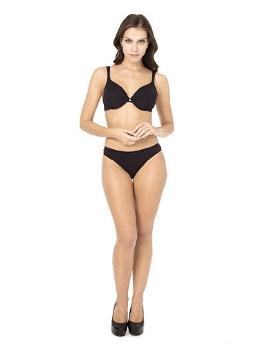 Stylish Seamless Black Push Up Bra Bikini Bottom - My Vastra