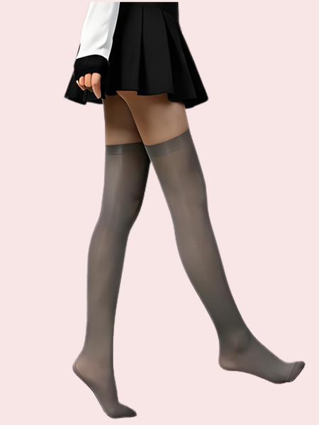 Premium Thigh-High Sheer Stockings – Pack of 2 (Grey & Nude Combo)