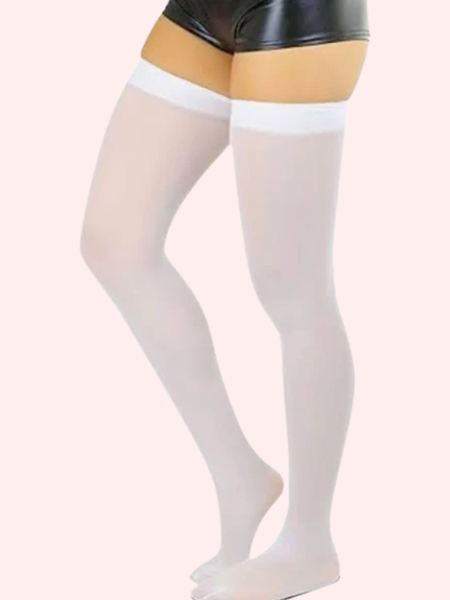 Classic Opaque Thigh-High Stockings Pack of 2 – Black & White Stay-Up Hosiery