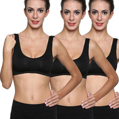 3-Pack Scoop Neck Black Sports Bra Boyshort Set - My Vastra