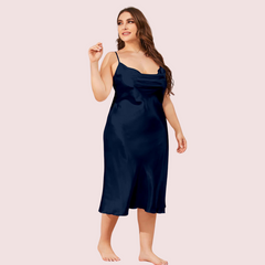 4XL 5XL Plus Size Satin Cowl Neck Dress - My Vastra