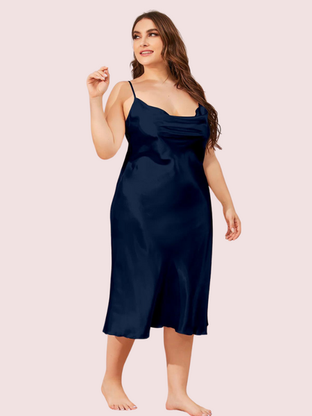 4XL 5XL Plus Size Satin Cowl Neck Dress - My Vastra