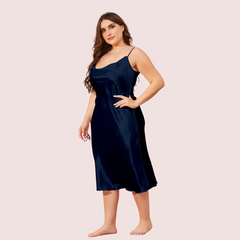 4XL 5XL Plus Size Satin Cowl Neck Dress - My Vastra