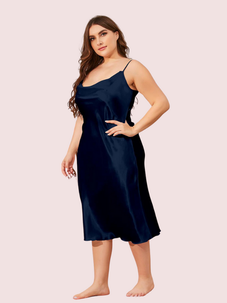 4XL 5XL Plus Size Satin Cowl Neck Dress - My Vastra