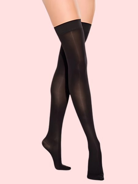 UltraSoft Sheer Black Thigh-High Stockings – Pack of 2
