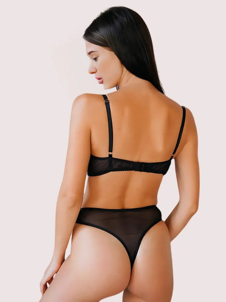 Ruby Whisper See-Through Bra & Thong Set