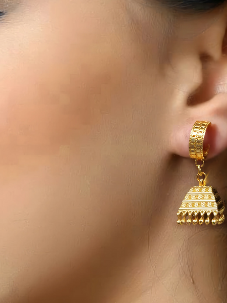 Elegant Gold Pyramid Jhumka Earrings