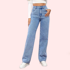 Women's Fashionable Washed High Waist Straight Jeans - My Vastra