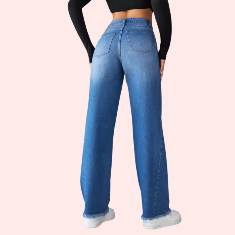 Wide-Leg Casual High-Waist Non-Elastic Jeans for Women - My Vastra