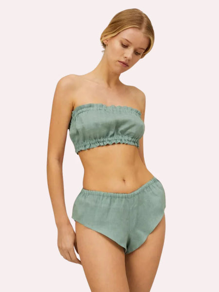 French Daina Organic Cotton Ruffled Bandeau & Vintage Knickers Set