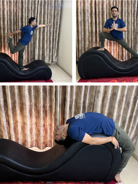Premium Grey Fabric Tantra Chaise with Center Cushion