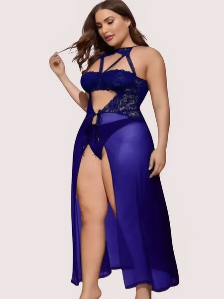 Azure Bloom Women's Blue Babydoll Set