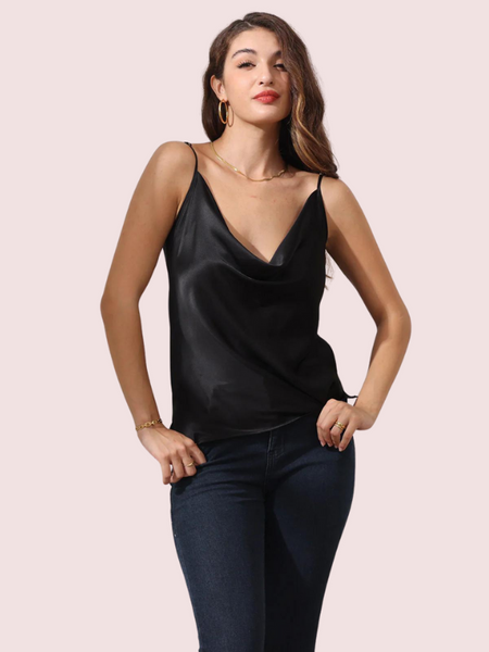 Éclat Satiné Cowl Neck Silk Satin Camisole