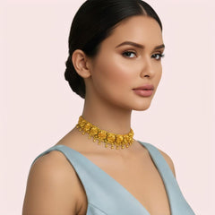 Floral Majesty Gold-Plated Designer Choker Necklace