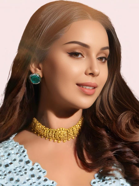 Maharani Pearl Dome Gold-Plated Bridal Choker Necklace