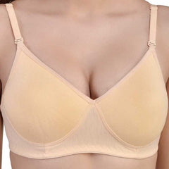 Women Beige Full Coverage Lightly Padded Bra - My Vastra