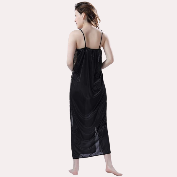 Elegant Lace Seductive Black Nightgown - My Vastra