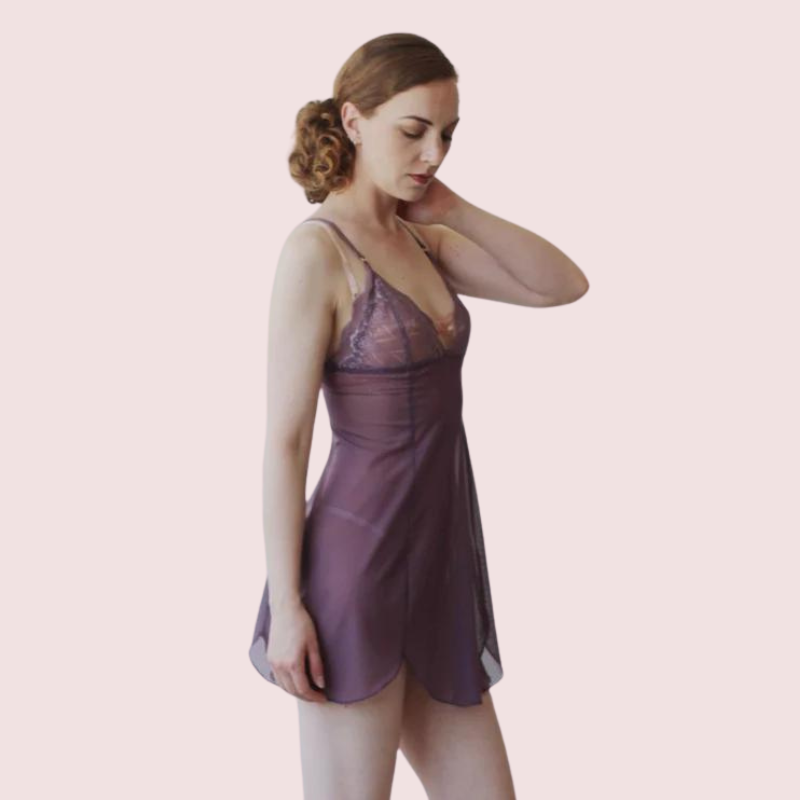 Sheer Mesh Nightgown Slip for Plus Size Women - My Vastra