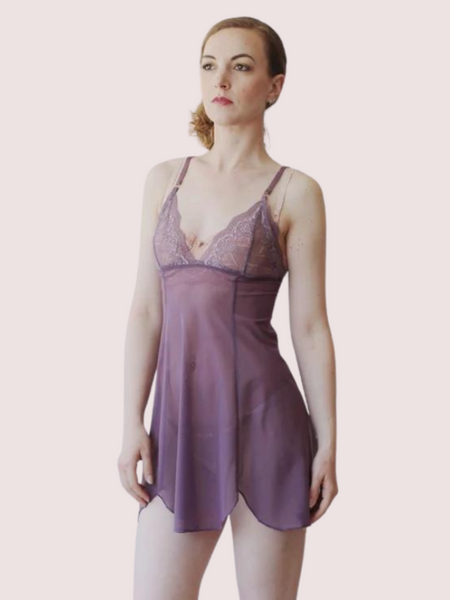 Sheer Mesh Nightgown Slip for Plus Size Women