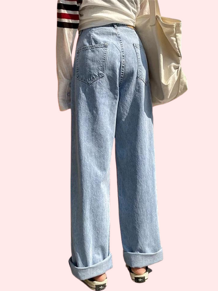 Women's Stylish High Waist Wide Leg Straight Jeans - My Vastra