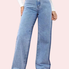 Women's Fashionable Washed High Waist Straight Jeans - My Vastra