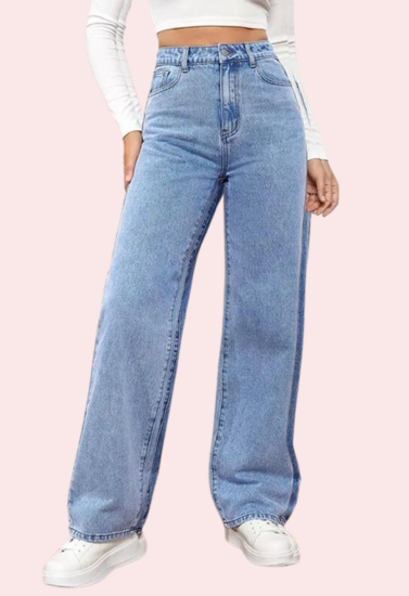 Women's Fashionable Washed High Waist Straight Jeans - My Vastra