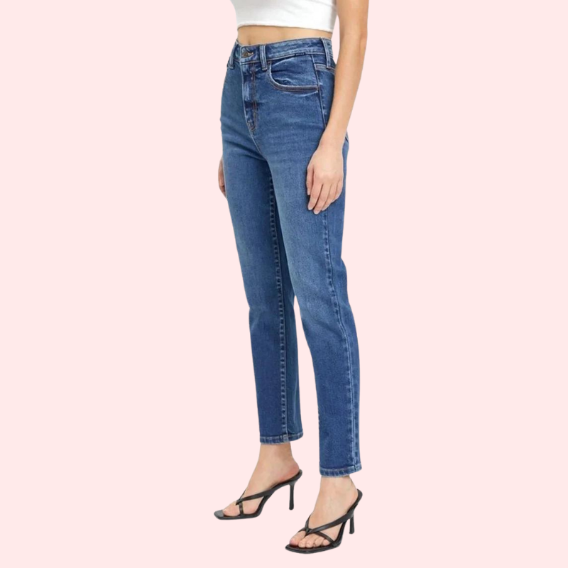 Women's High Rise Classic Slim Straight Denim Jeans - My Vastra