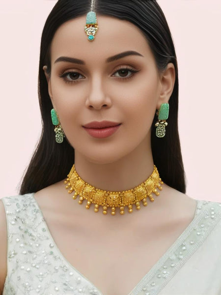 Regal Heritage Gold Plated Bridal Choker Necklace Set