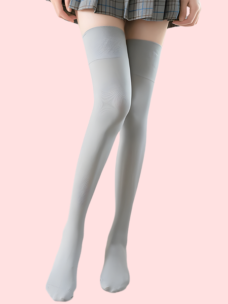 StretchFit Comfort Thigh-High Stockings Duo (Grey + Black) – Pack of 2