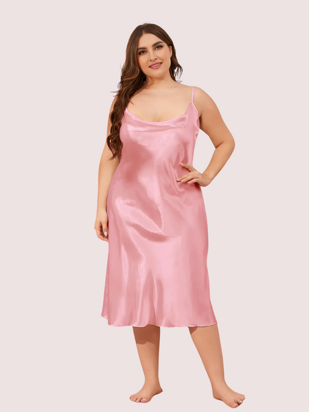 Solid Satin Slip Dress for 4XL 5XL Women
