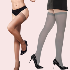 Ultra-Sheer Fashion Stockings – Pack of 2 (Nude & Grey Shades)