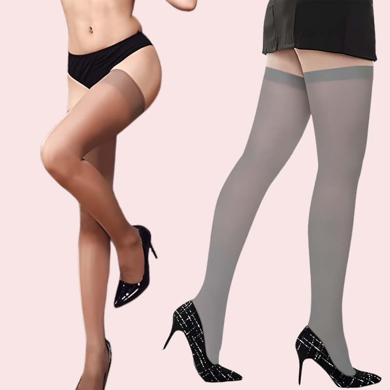 Ultra-Sheer Fashion Stockings – Pack of 2 (Nude & Grey Shades)