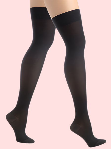 Classic Duo Thigh-High Stockings (Black + Nude) – Pack of 2