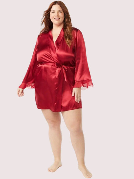 5XL-6XL Maroon Japanese Silk Satin Robe - My Vastra