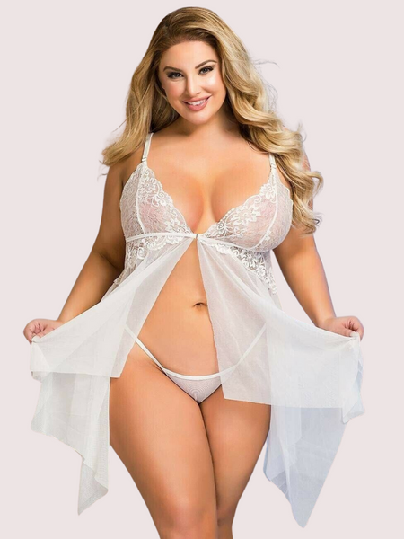 Douce Passion White Lace Trim Babydoll - My Vastra