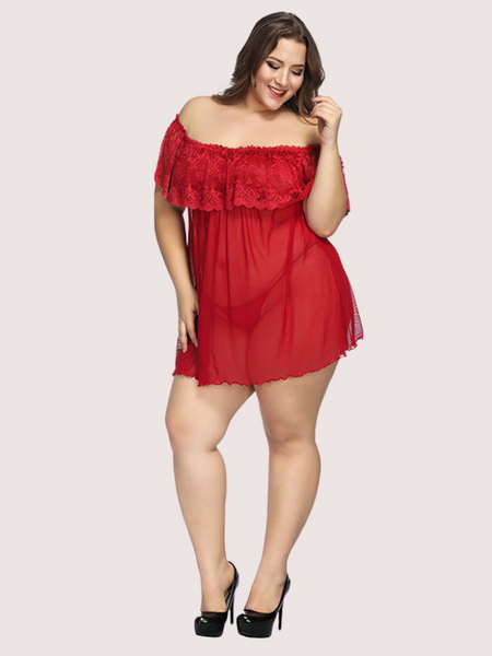 Sexy Plus Size Lace Babydoll Dress