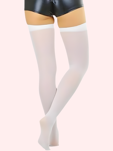 Classic Opaque Thigh-High Stockings Pack of 2 – Black & White Stay-Up Hosiery