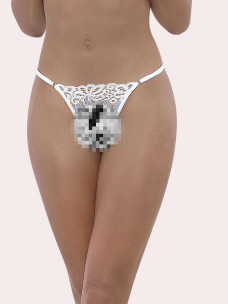 Feminine Lace Detail Crotchless G-String