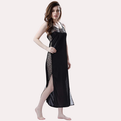 Elegant Lace Seductive Black Nightgown - My Vastra
