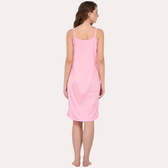 Stylish Knee-Length Pink Satin Nighty - My Vastra