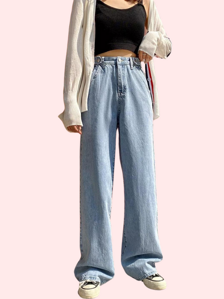 Women's Stylish High Waist Wide Leg Straight Jeans - My Vastra